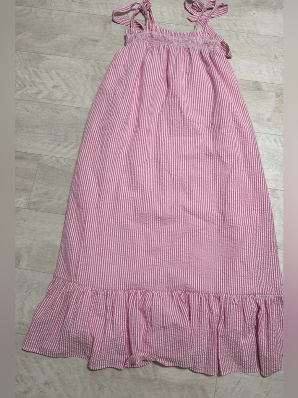 Women’s Pink Striped Tie-Shoulder Maxi Dress